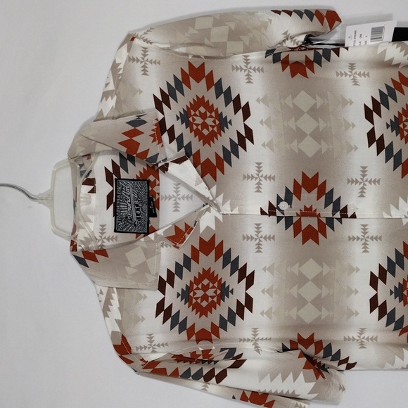 NWT Brooklyn Cloth Crew Geometric Ombre Rayon Camp Collar Shirt Mens Size Medium - Picture 3 of 9